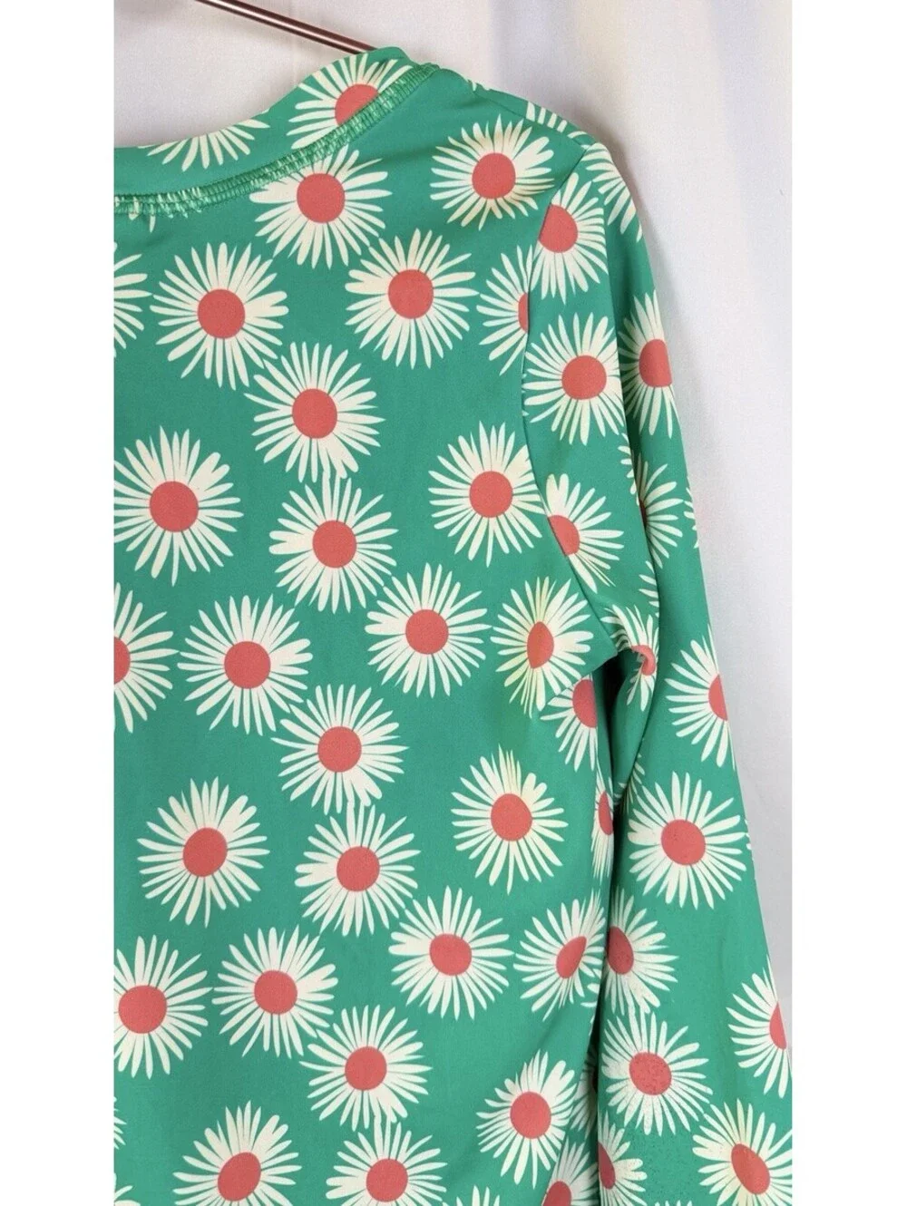 Hanna Andersson Mixie Rash Guard Swim Set Daisy on Minty Green Sz 10 (140 CM)